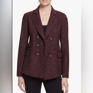 Rebecca Minkoff Nevin Wine Wool Blend Blazer Speckle Double Breasted Women Sz 2